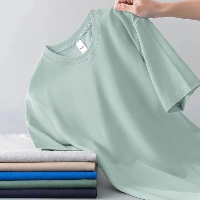 Running Volume 180G Milk Silk Pure White Short Sleeve T-Shirt Men'S Loose Casual Simple Bottoming Shirt Summer Coat - Image 1
